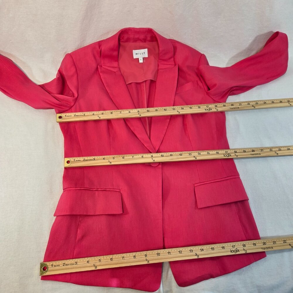 MILLY Legally Blonde Officecore Fuchsia Linen Rayon Blazer Size 8 New NO Tags! - Picture 15 of 16